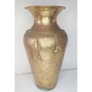OLD INDIA VINTAGE BIG BRASS BASE POT GOLD LACQUERED MULTIPURPOSE USE HOME DECOR